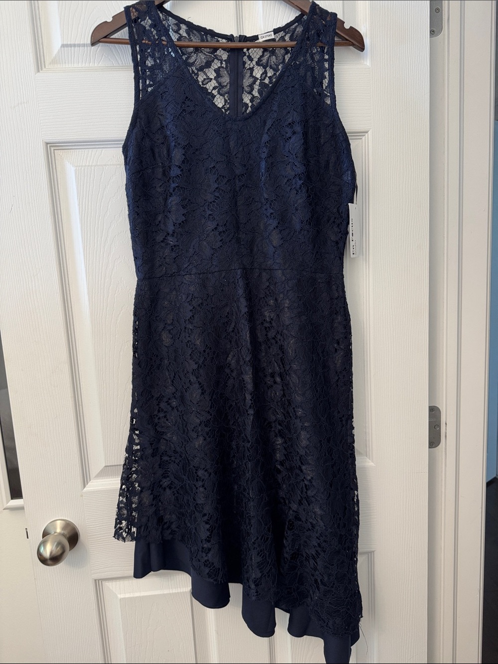 Enfocus Studio Navy Sleeveless Lace Fit-and-Flare Dress